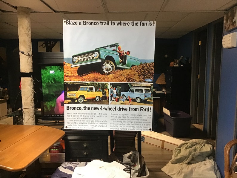 Sale Huge 38x32apx Ford Bronco Vinyl Banner Poster Art Etsy