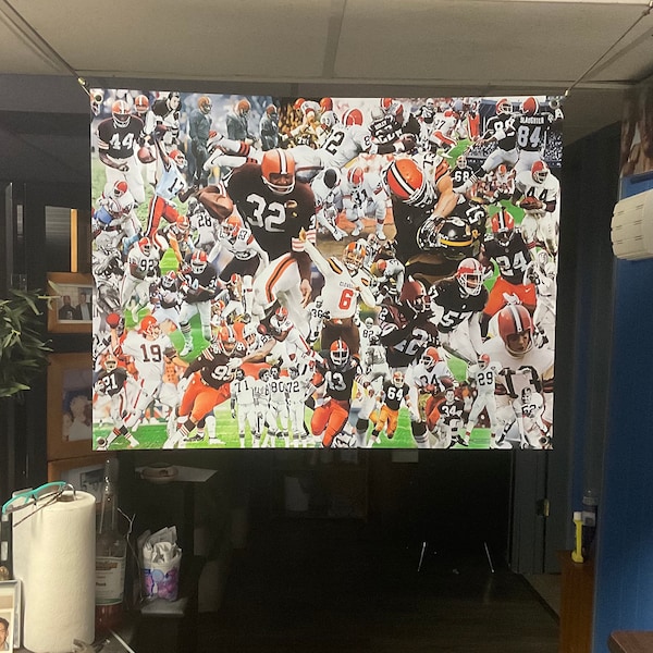 Huge! 44x31  Cleveland Browns GREATS Vinyl Banner Poster football Art  Cleveland Indians Cavaliers man cave Myles Garret Baker Mayfield