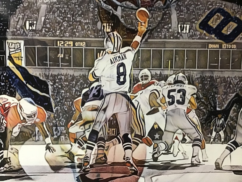 Huge 44x30 Troy Aikman Vinyl Banner Poster Dallas cowboys dez bryant Ezekiel Elliott Emmitt Smith Michael Irvin football ART