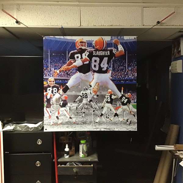 Huge! 36x36. Cleveland Browns Vinyl Banner Poster football Art  Cavaliers man cave Myles Garret Webster slaughter Reggie Langhorne