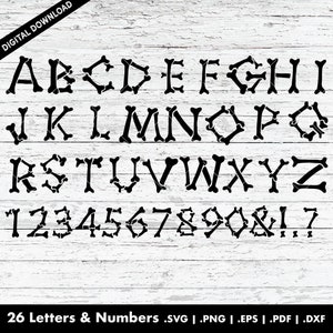 Halloween Bones Alphabet 2 Lettres SVG | Cricut | DXF | Fichiers EPS pour machines de découpe Silhouette ou Cricut