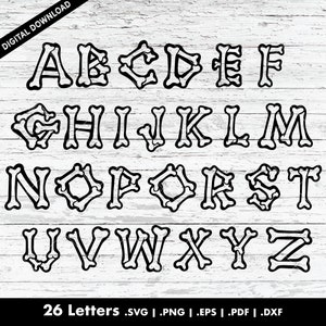 Halloween Bones Alphabet Handlettered SVG | Cricut | DXF | EPS files for Silhouette or Cricut Cutting Machines