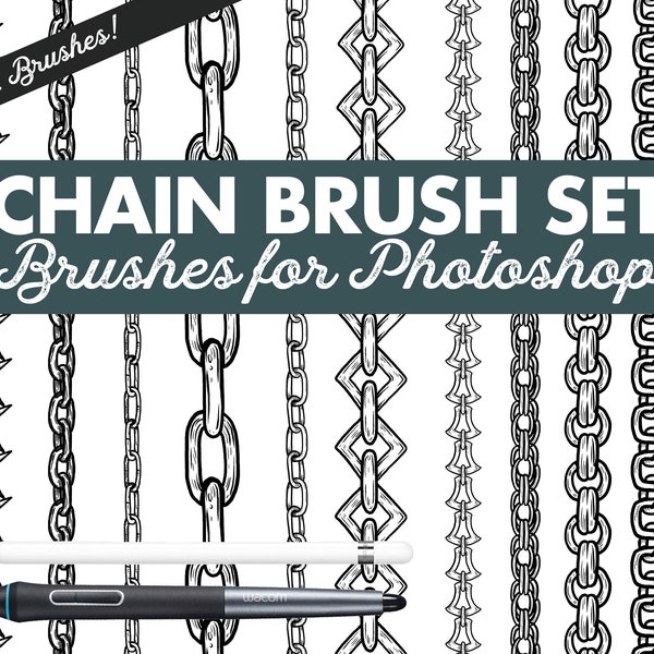 Hand Drawn Chain Brush Set For Photoshop | 12 brushes for Photoshop | These are for Adobe Photoshop