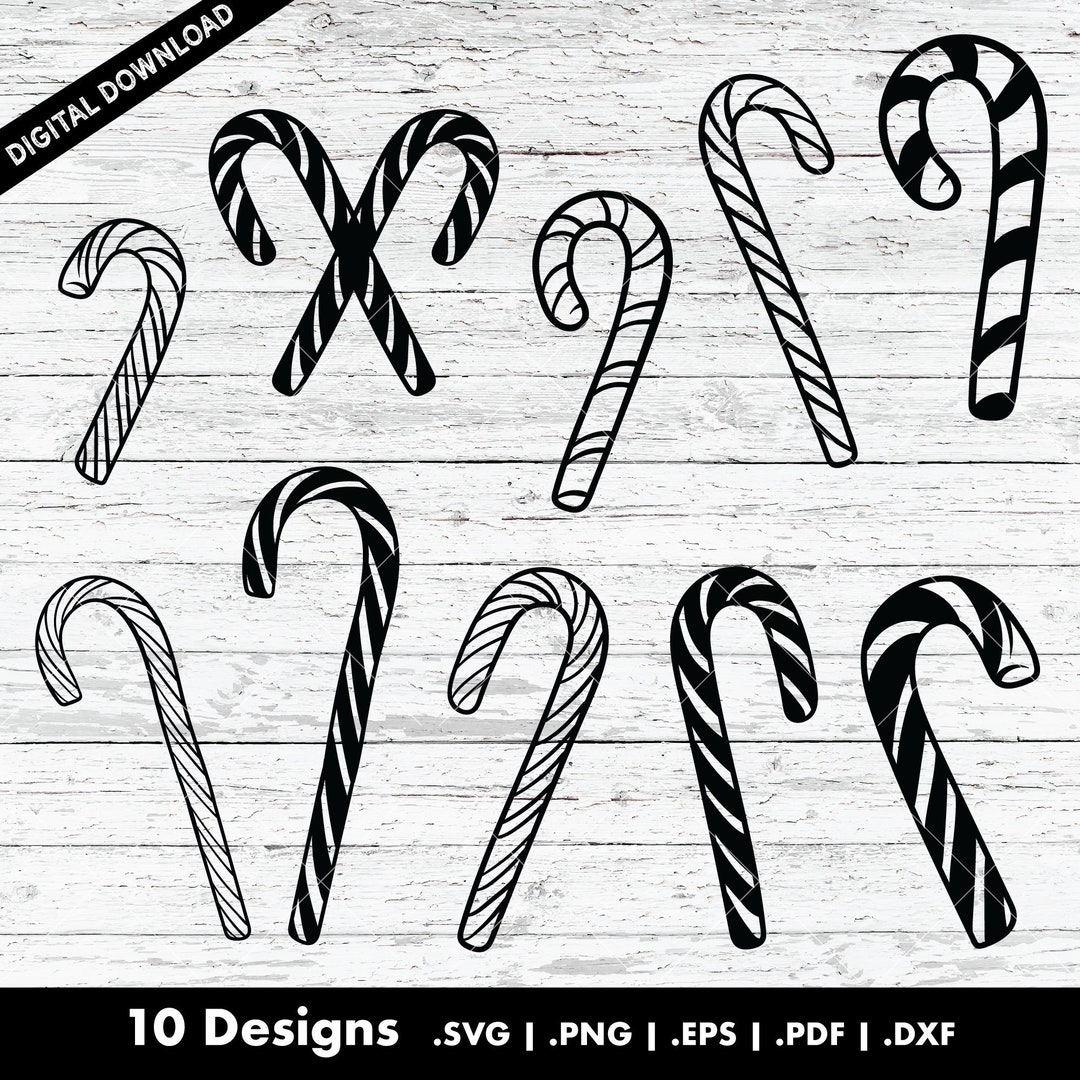 Candy Cane Collection SVG Bundle, Vector, Cutting DXF Files for Cricut ...