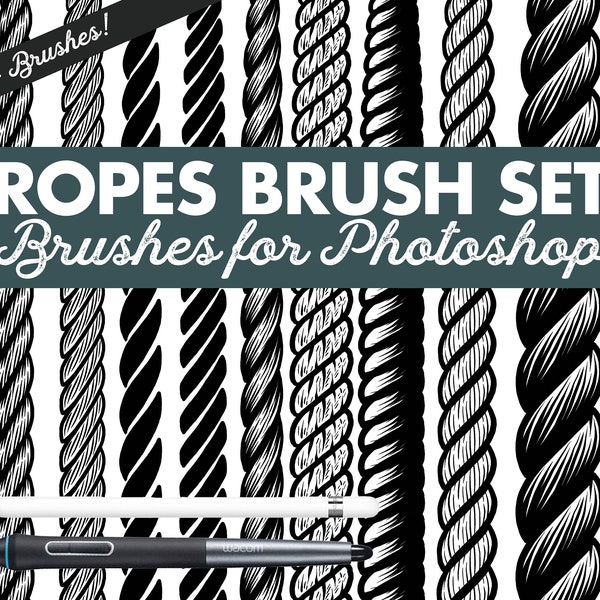 Hand Drawn Ropes Brush Set For Photoshop | 14 brushes for Adobe Photoshop | These are for Adobe Photoshop