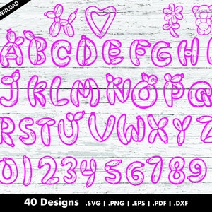 Letras de balão do alfabeto 2, SVG | Cricut | DXF | Arquivos EPS para máquinas de corte Silhouette ou Cricut