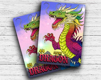 Rainbow Dragon Token Proxy Card - Custom Altered Fantasy Board Game Collectible - Perfect for Commander