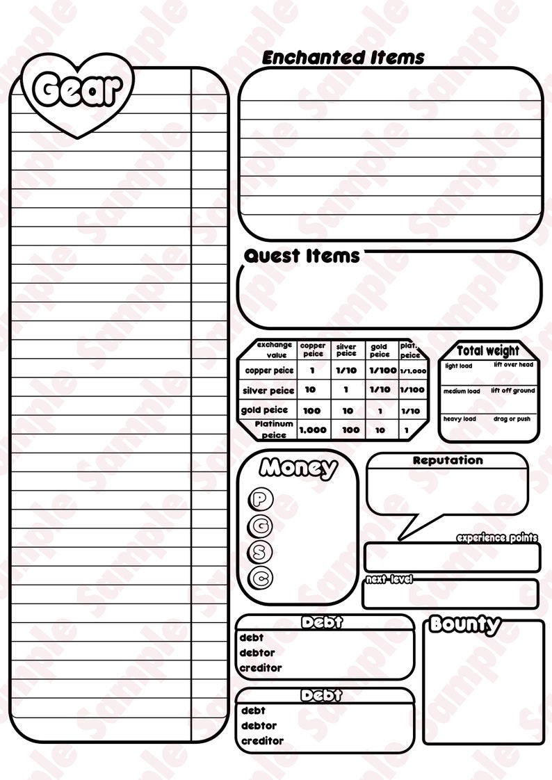 Kawaii Character Sheet | Black & White Version - Etsy