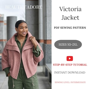 Victoria Jacket PDF Sewing Pattern | Structured Minimalist Tailored Outerwear (Digital Download)