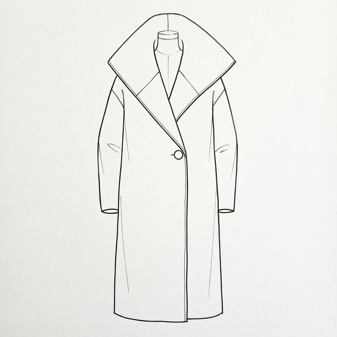 Coat Sewing Pattern PDF | Oversized Collar Coat | Luxury Outerwear ...