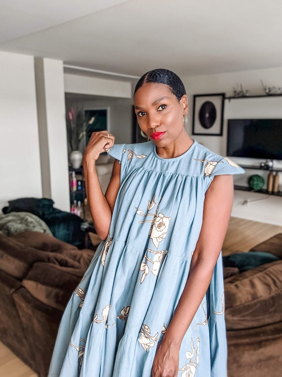 Tiered Midi Dress PDF Sewing Pattern print at Home Version Etsy