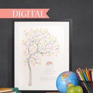 DIGITAL Fingerabdruck-Baum, Lehrer Wertschätzung Geschenk, Klassenzimmer Geschenk, Abschluss, Lehrer danken, Geschenk aus dem Unterricht, Lehrer Memento, diy