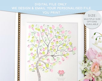 DIGITAL Wedding guest book, alternative, customized wedding tree, thumbprint fingerprint tree, unique guestbook, original wedding gift, diy