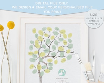 DIGITAL Nursery Decor, Baby Gift, Baby Boy, Nursery Print, Birth Stats, Nursery Wall Art, guest book alternative, Personalised family tree,