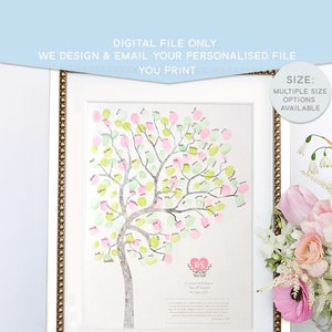 DIGITAL Wedding guest book, alternative, customized wedding tree, thumbprint fingerprint tree, unique guestbook, original wedding gift, diy image 1