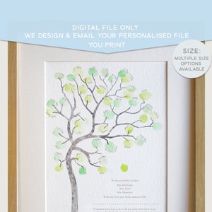 ARBRE D’EMPREINTE DIGITAL DIGITALE, cadeau d’appréciation de l’enseignant, cadeau de classe, remise des diplômes, remerciement des enseignants, cadeau de la classe, souvenir des enseignants, bricolage