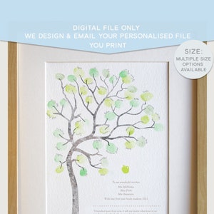 DIGITAL Fingerprint tree, teacher appreciation gift, classroom gift, graduation, teachers thank you, gift from class, teachers memento, diy