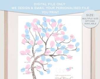 DIGITAL Baby shower game, guess the gender, gender reveal, fingerprint tree, guest book alternative, baby room decor, new baby