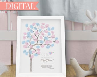 DIGITAL Baby shower game, guess the gender, gender reveal, fingerprint tree, guest book alternative, baby room decor, new baby