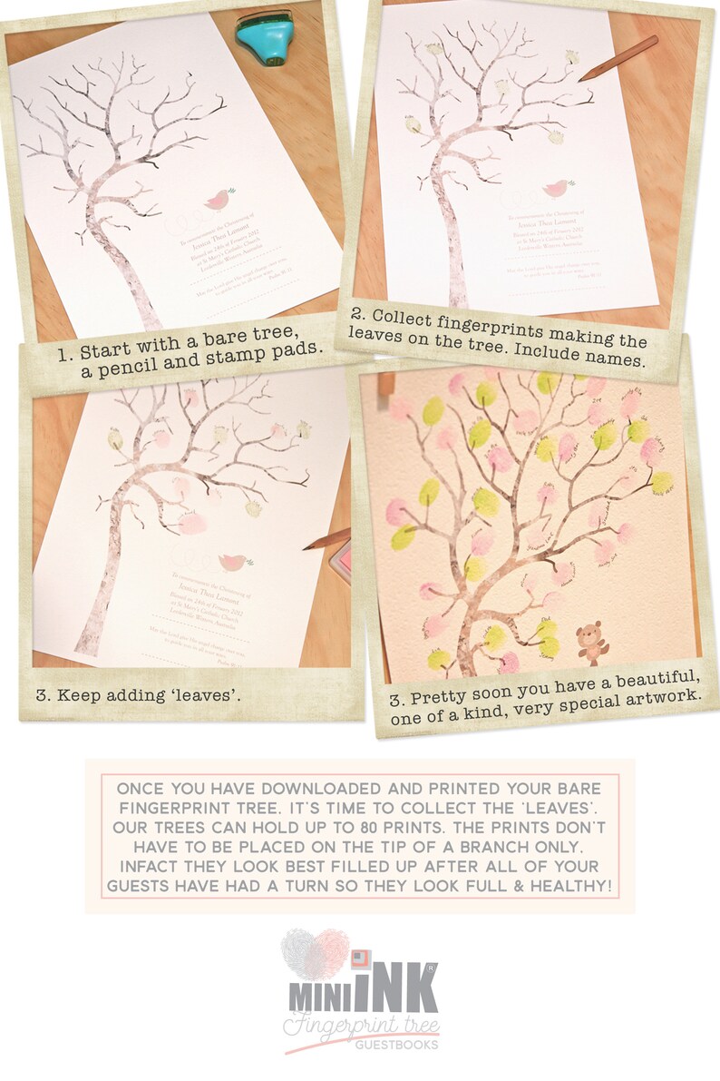 DIGITAL Wedding guest book, alternative, customized wedding tree, thumbprint fingerprint tree, unique guestbook, original wedding gift, diy image 2