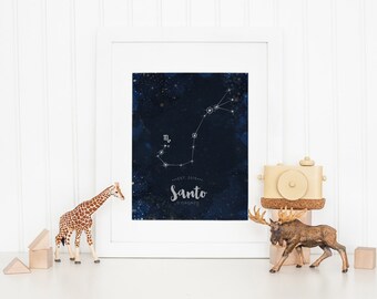 Scorpio Astrological Zodiac art print, Wall decor, SILVER Customized constellation star sign wall art - new baby, teen, family, office decor