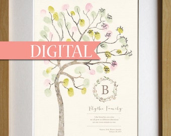 DIGITAL Family reunion guest book alternative, fingerprint tree, family tree, keepsake, diy artwork, customised wall decor, custom artwork