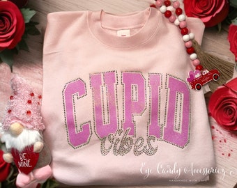 Cupid Vibes - Gitter Rhinestone - T-Shirt|Sweater- Adult