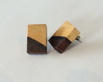 Guitarra madera pendientes, Palosanto Cocobolo mostrando natural albura y duramen, pendientes grandes, respetuoso del medio ambiente, reciclado
