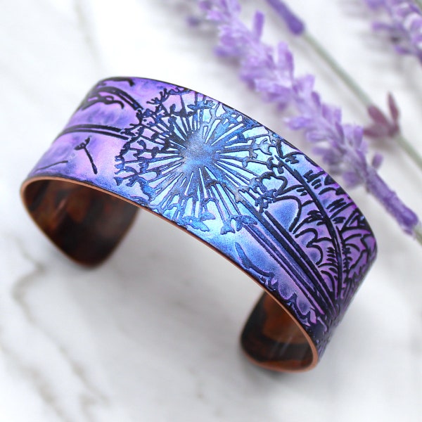 Dandelion, Handmade Copper Cuff Bracelet