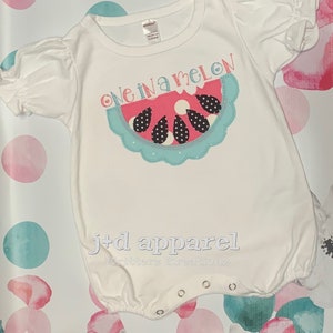 One in a Melon Romper. Watermelon Romper. Watermelon Shirt. Bubble Romper. Summer baby outfit.