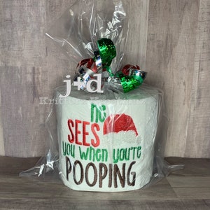 Ti vede quando fai la cacca Carta igienica ricamata. Difficile da acquistare Regalo scherzoso. Regalo elefante bianco. Scambio di regali per le feste. Calza