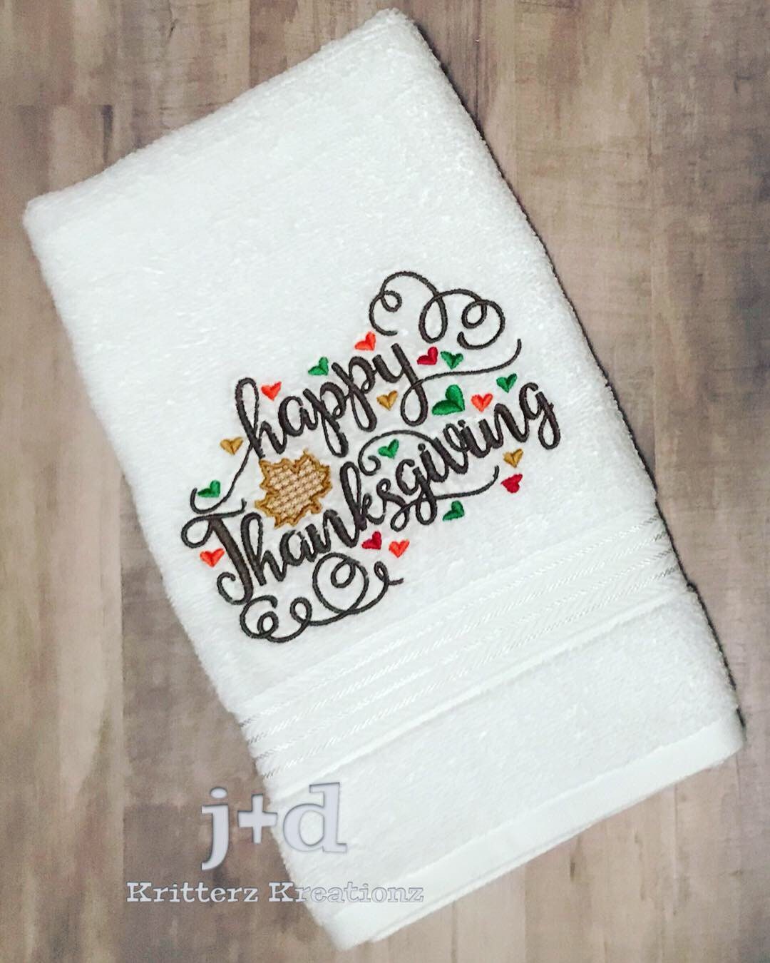 Fall. Thanksgiving. Happy Thanksgiving. Bathroom. Kitchen. Embroidered. Hand Towel. Large Design. Home Decor. Decor. Etsy