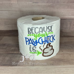 Omdat je salaris shit is. Moeilijk om een uniek lerarencadeau te vinden. Geborduurd toiletpapier. Grappig cadeau. Waardering van de leraar