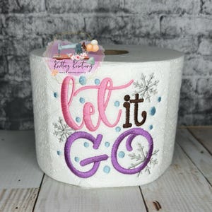 Let it Go. Carta igienica ricamata. Difficile da acquistare. Regalo scherzoso. Regalo elefante bianco. Scambio di regali per le feste. Riempitivo per calze.
