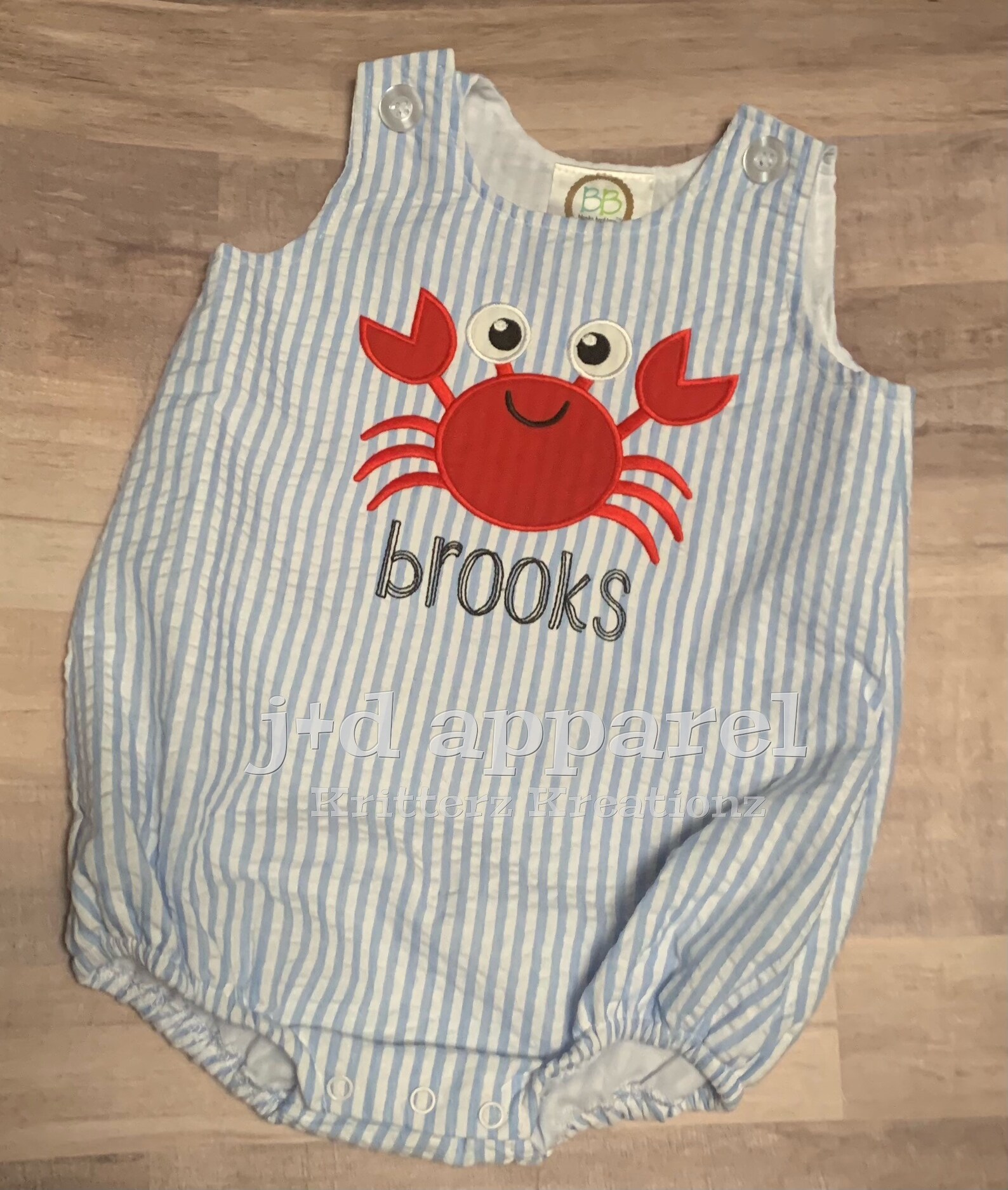 20126-Smocked Fish Baby Boy Bubble Romper main image 1