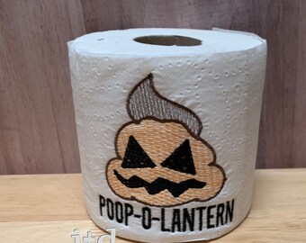 Halloween Decor. Poop-O-Lantern. Pumpkin Poop. Halloween Embroidered Toilet Paper. Gag Gift. Funny Gift. House Decor. Bathroom Decor.