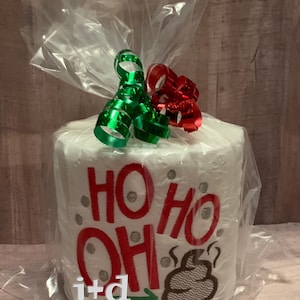 Carta igienica ricamata HoHoHo Oh Shit. Regalo scherzoso difficile da acquistare. Regalo elefante bianco. Scambio regali per le feste. Riempitivo per calze.