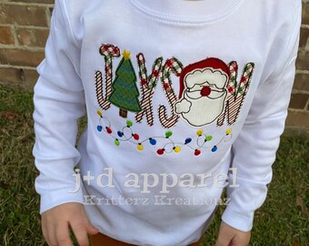 Embroidery Shirt Christmas Shirt Candy Cane Christmas Applique Shirt or Bodysuit