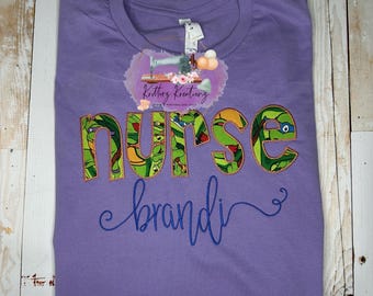 Teenage Mutant Ninja Turtle Name Shirt. Adult Embroidered Shirt. Occupation. TMNT. Ninja Turtles. Adult Shirt.