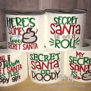 Babbo Natale segreto. Natale. Festa. Regalo. Ricamato. Carta igienica. Regalo scherzoso. Elefante bianco. Regalo divertente. Difficile da acquistare.