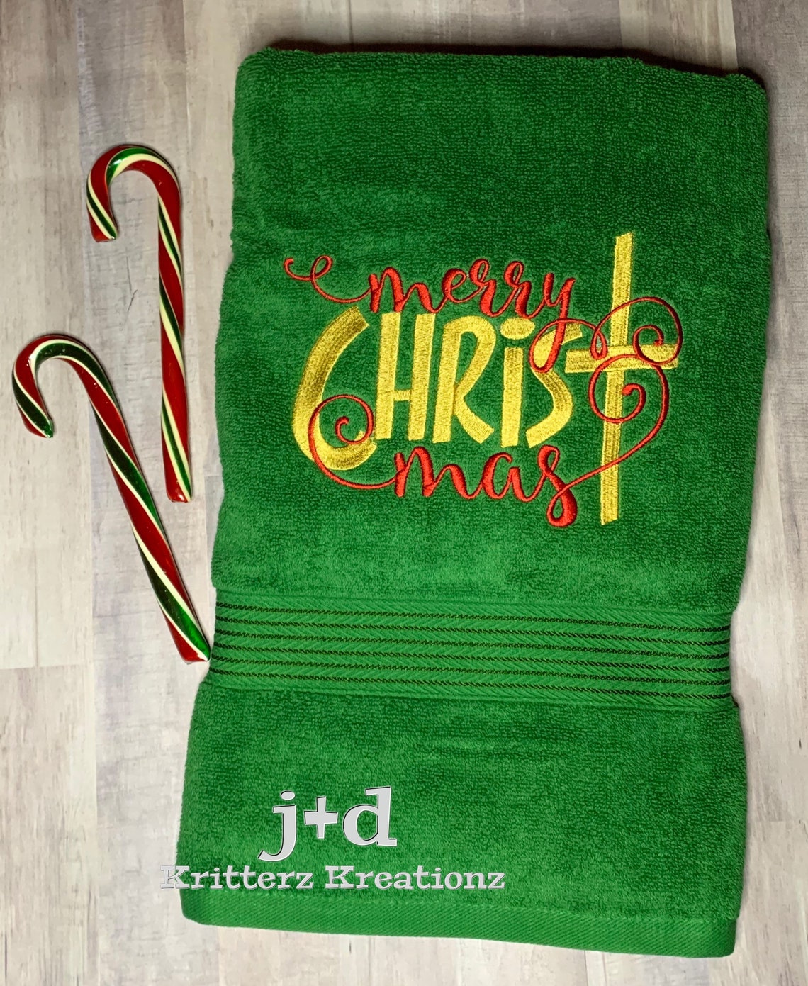 Merry Christmas. Embroidered Christmas Towel. Hand Towel. Etsy