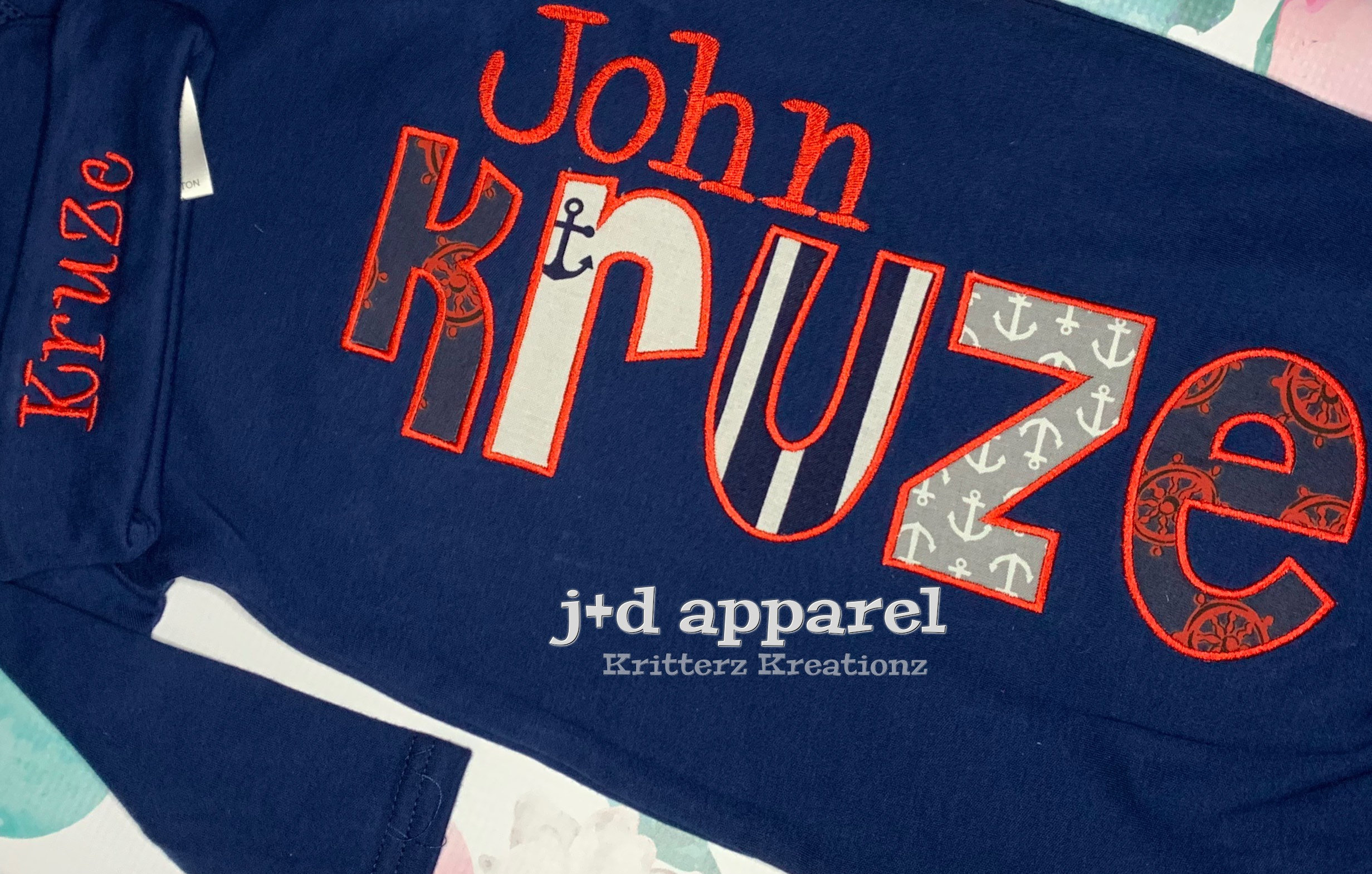 Personalized Navy Baby Gown and Hat. Nautical Navy Red Grey | Etsy