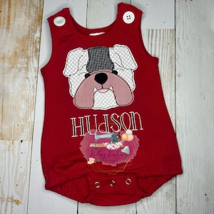 Baby Bulldog Baby Bubble. Football Fan. College Football. Applique Bubble. Boy bubble. Girl bubble. Applique. Personalized.