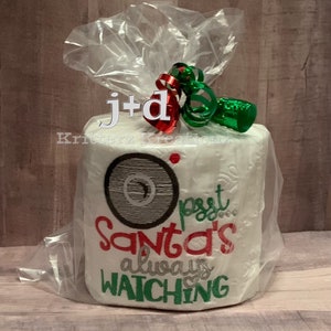 Psst Babbo Natale è sempre a guardare Carta igienica ricamata. Difficile da acquistare Regalo scherzoso. Regalo elefante bianco. Scambio di regali per le feste. Calza