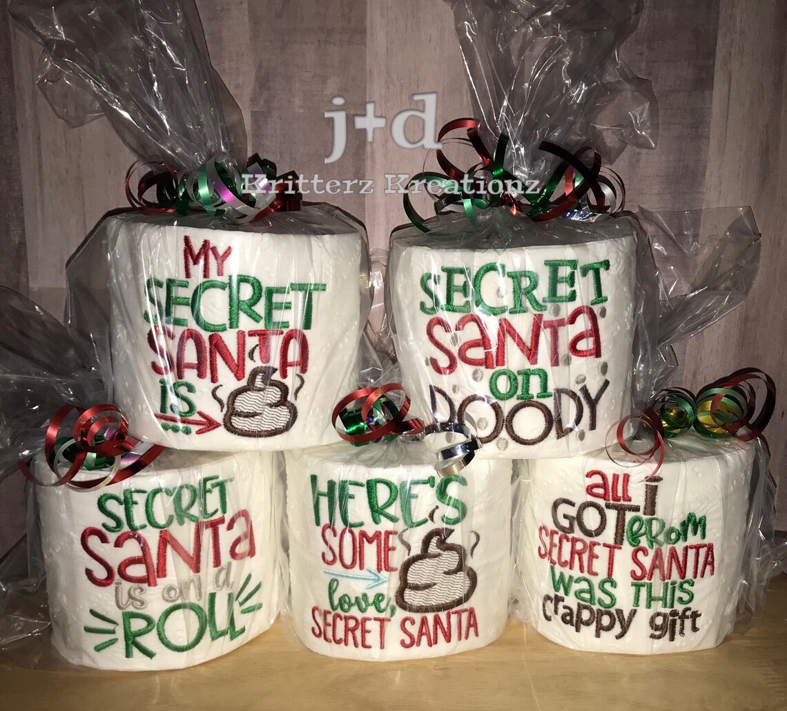 Secret Santa. Christmas. Holiday. Gift. Embroidered. Toilet Etsy Canada