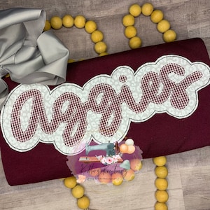 Aggies Spirit Shirt. Aggies Shirt. School Shirt. Parent shirt. Embroidered shirt. Applique Tee.