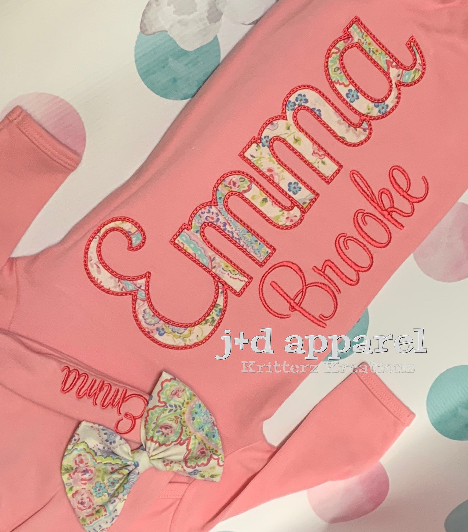 Personalized Bubblegum Pink Baby Gown and Hat. Hat and Bow. Etsy
