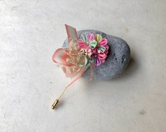 Kanzashi flower scarf pin, lapel pin SPS2101