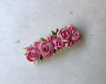 Ribbon rose barrette vs017