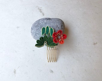 Shochikubai kanzashi Tsumami kanzashi comb TKCC2005